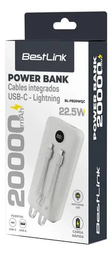 Powerbank 20000mah 22.5w Carga Rapida Pantalla Blpb20wqc Blanco