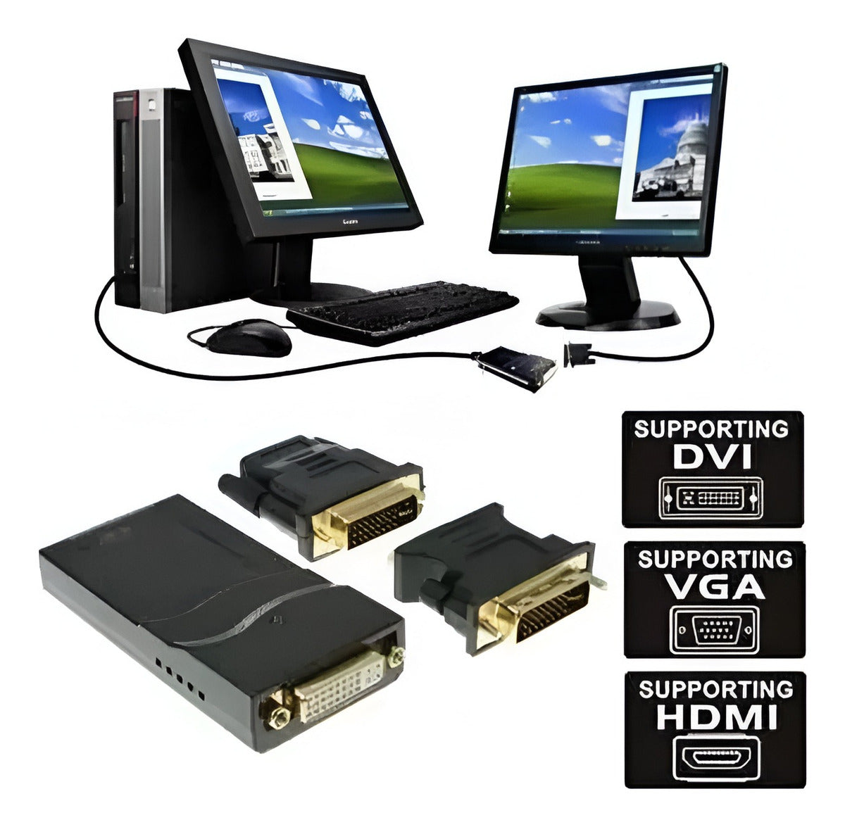 Conversor Tarjeta Video Usb 2.0 Soporta Dvi Vga Hdtv 1080