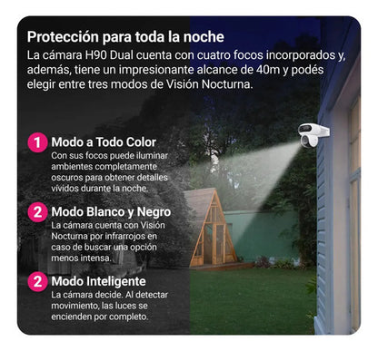 Ezviz H90 Dual 2k+ Cámara De Seguridad Wifi 4mp+4mp Pt 360° Color Blanco