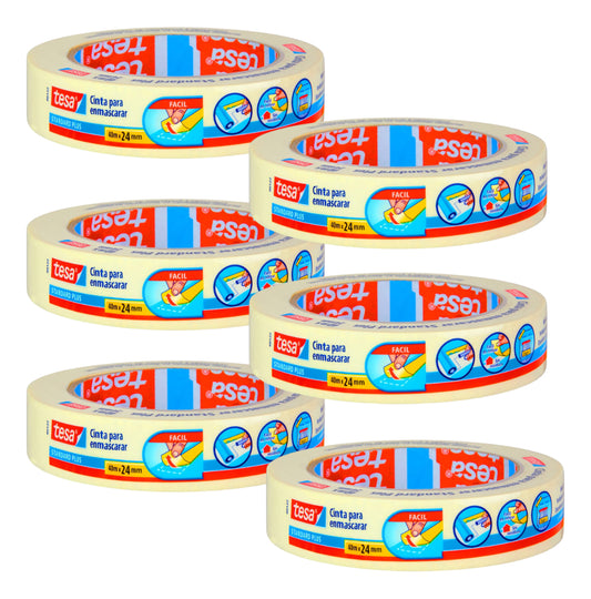 Pack 6 Cinta Enmascarar Masking Tape 24mm X 40 Metros Tesa