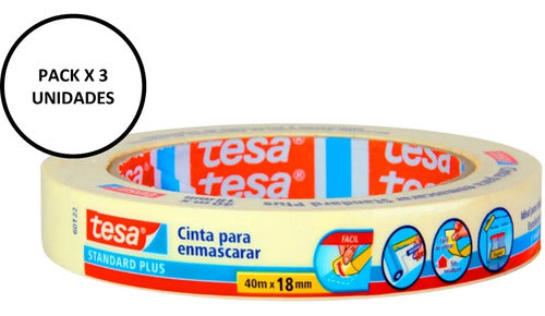 Pack 6 Masking Tape Cinta Enmascarar 40m X 18mm Tesa