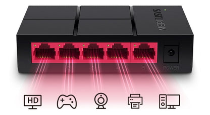 Switch 5 Puertos Gigabit Mercusys Ms105g Serie Desktop