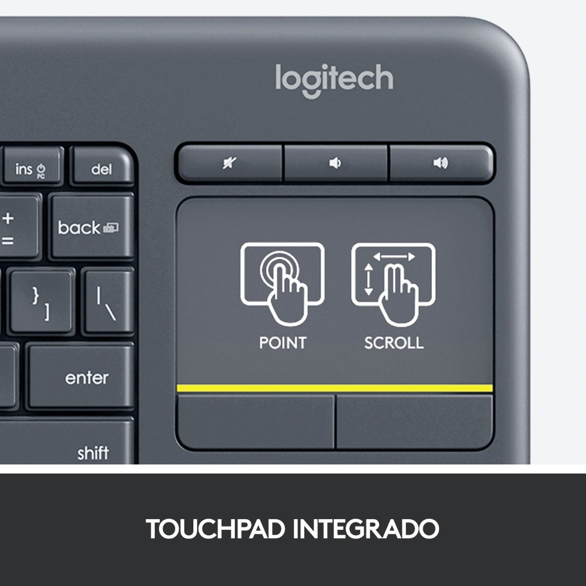 Teclado Inalámbrico Con Touchpad Logitech K400 Plus