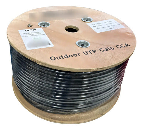 Cable De Red Utp Cat-6 Ulink 100m Exterior 24awg Cca Pvc Pe Negro