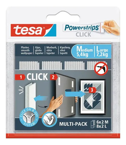 Tiras Adhesivas Click Colgar Cuadro Pack Talla M L Tesa Blanco