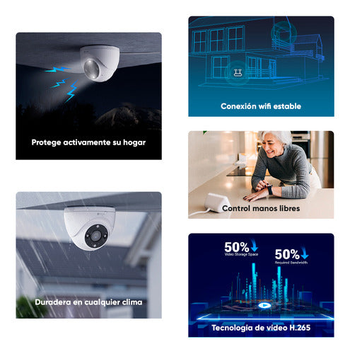 Cámara Seguridad Domo Wifi H4 2k Audio Bidireccional Ezviz Blanco