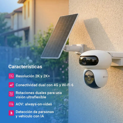 Camara Seguridad Kit Dual Hb90 2k+ 4g/wifi Panel Solar Ezviz Blanco