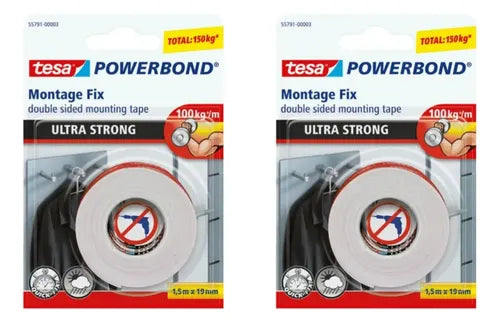 Pack 2 Unidades Cinta Adhesiva Doble Cara 1,5mtx19mm Tesa Blanco