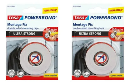 Pack 2 Unidades Cinta Adhesiva Doble Cara 1,5mtx19mm Tesa Blanco