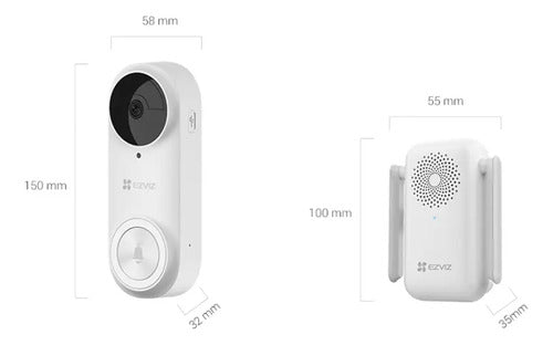 Kit Timbre Audio Video Wifi Con Batería Db2 2k Ezviz Blanco
