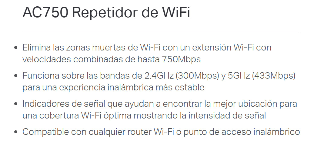 Extensor Cobertura Wifi 5 Ac750 Tplink Doble Banda Re205