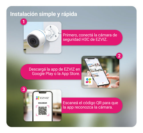 Camara Seguridad Fija Exterior Wifi H3c 2mp Con Ia Ezviz Blanco