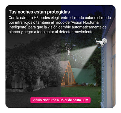 Cámara Seguridad Ip Exterior Wifi H3 3k Sirena Audio Ezviz Blanco