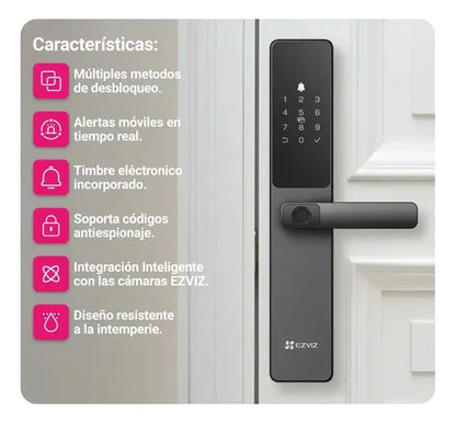 Cerradura Inteligente Dl05 Wifi Huella Wbcp Ezviz Pack 2 Negro