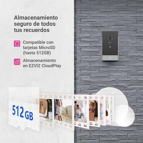 Video Portero Wifi Ezviz Smart Home Hp7 2k 3mp Doorphone Color Gris Oscuro