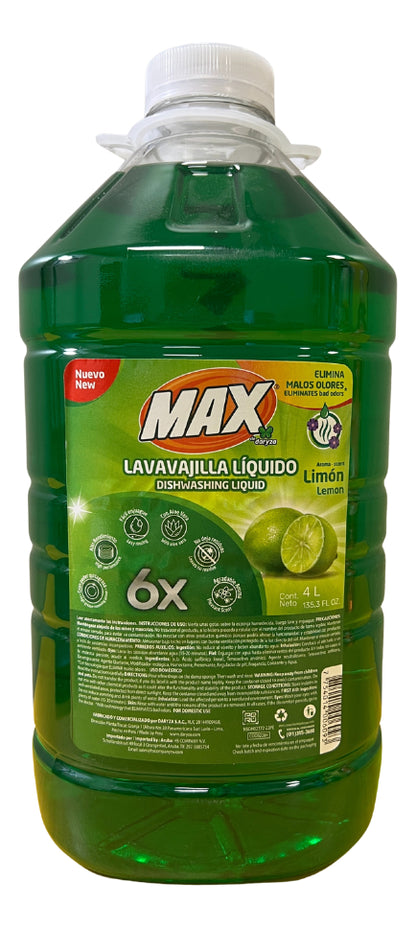 Lavavajilla Liquido Galón 4 Litros Rendidor Aroma Limón Max