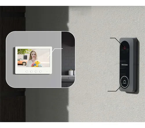 Kit Videoportero Analogo Hd Pantalla Color 4 Hilos Hikvision Blanco