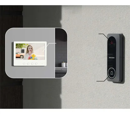Kit Videoportero Analogo Hd Pantalla Color 4 Hilos Hikvision Blanco