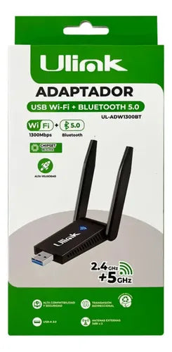 Adaptador Usb Wifi 1300mbps Bluetooth 5.0 Ulink Adw1300bt Negro