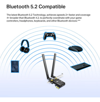 Adaptador Tplink Ax3000 Wi-fi 6 Bluetooth 5.2 Pcie