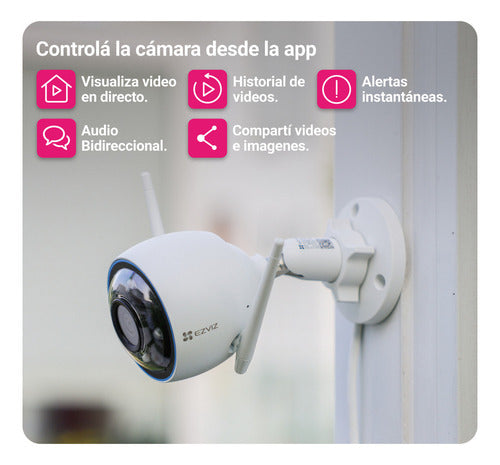 Camara Seguridad Wifi H3 2k Sirena Luz Exterior Audio Ezviz Blanco