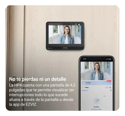 Timbre Mirilla Wifi Ezviz Hp4 Graba Contestas Desde App. Color Negro
