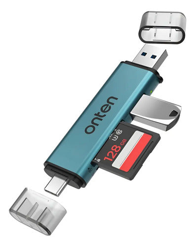 Lector Memoria Dual Sd Microsd Usb 3.0 5gbps Otn-cr537s Azul Petróleo