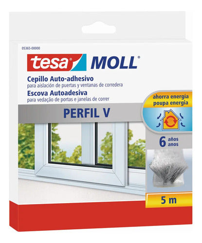 Burlete Perfil V Puertas Ventanas 9mmx5m Tesa Color Blanco