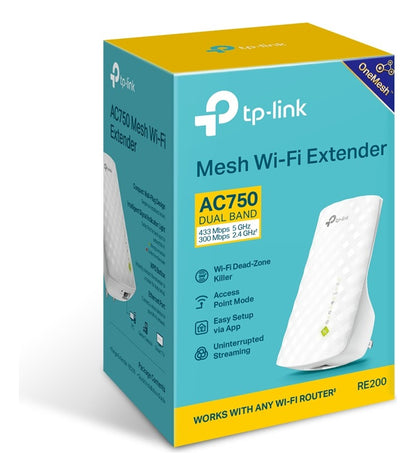 Extensor Repetidor Wifi Mesh Ac750 Doble Banda Re200 Tp-link
