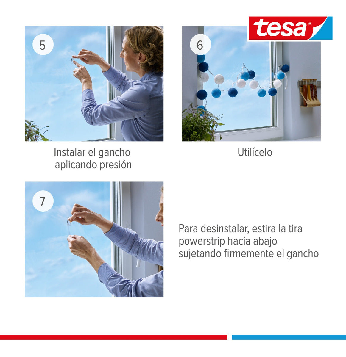 Pack 3 Blíster Gancho Removible Acrílico Vidrio 0,2 Kg Tesa