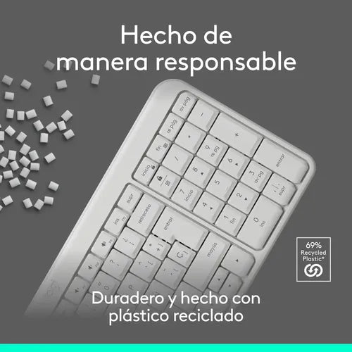 Teclado Inalámbrico Ligero Compacto Bluetooth Logitech K250 Blanco Español España
