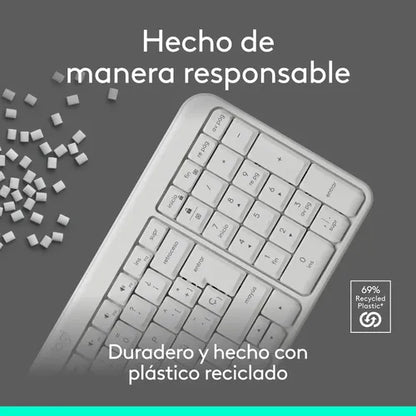Teclado Inalámbrico Ligero Compacto Bluetooth Logitech K250 Blanco Español España