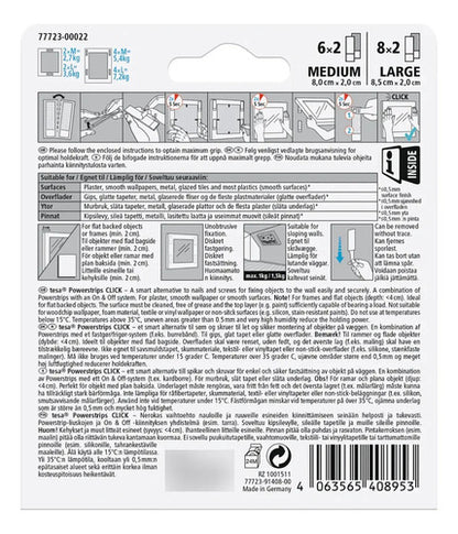 Pack 4x2 Tira Adhesiva Velcro Colgar Cuadro Talla M L Tesa Blanco