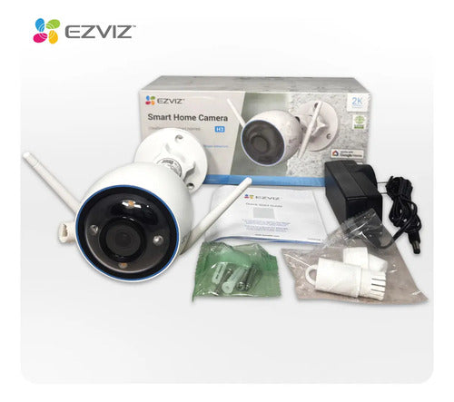 Camara Ip Wifi 3mp H3 Audio Color Nocturno Sirena Ia Ezviz Color Blanco Deteccion Personas Y Vehiculos Con Ia
