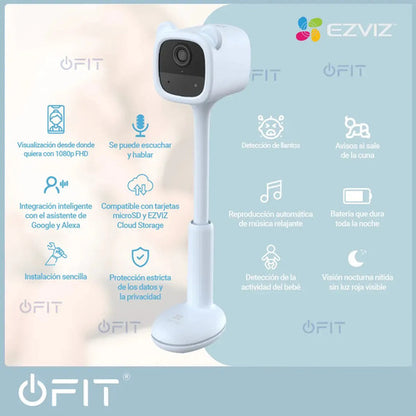 Camara Seguridad Monitor Bebe Wifi Ezviz Bm1 1080p A Bateria Celeste