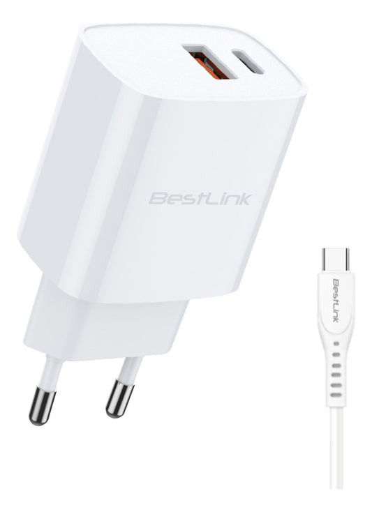 Cargador Dual Usb-c Usb Carga Rápida 20w Certificado Celular