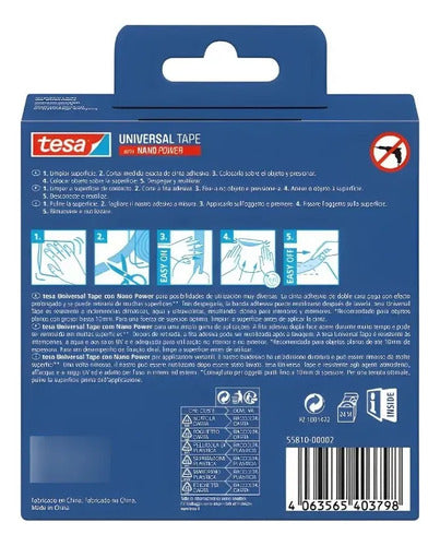 Pack 2 Cintas Adhesivas Doble Faz Tesa Transparente 3mx30mm Transparente Lisa