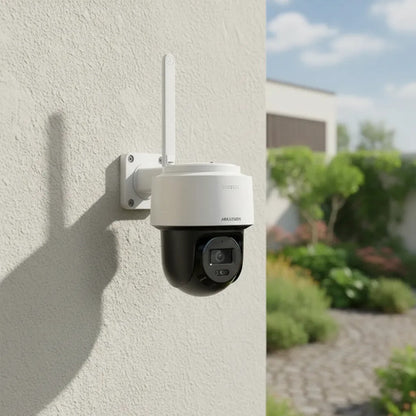 Cámara Domo Hikvision 4mp Wifi Exterior Luz Híbrida Blanco