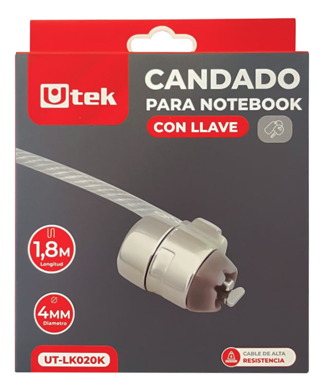 Candado Universal Notebook Llave 1.8 Metros Cable Reforzado