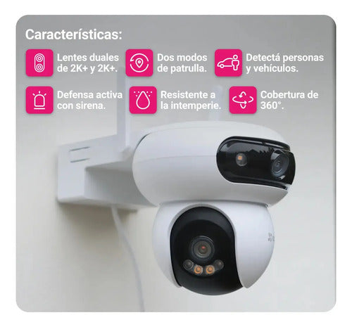 Ezviz H90 Dual 2k+ Cámara De Seguridad Wifi 4mp+4mp Pt 360° Color Blanco