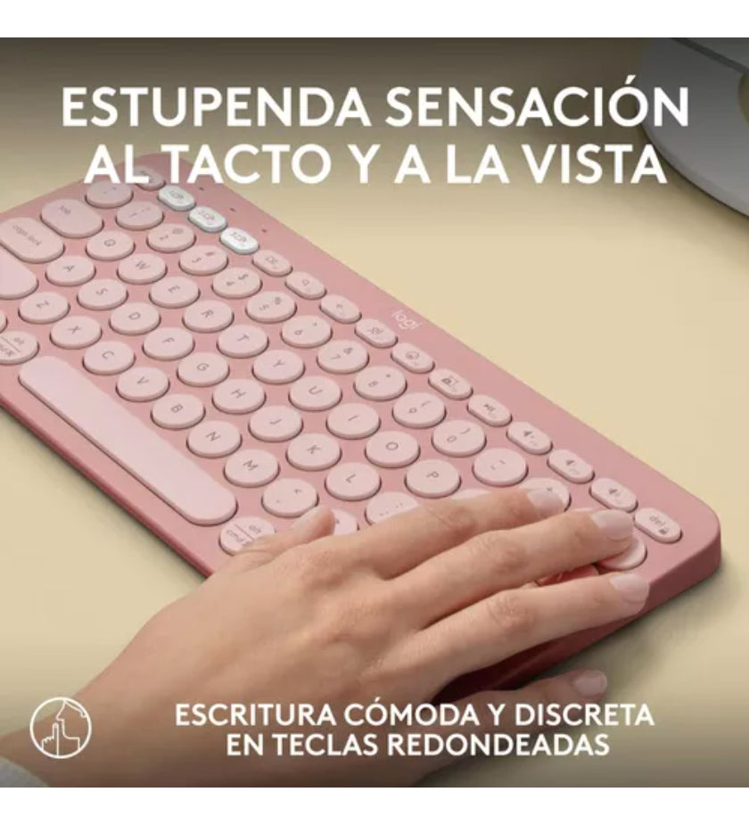 Teclado Portatil Compato Kebble Keys 2 K380s Logitech Rosa