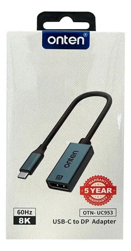 Adaptador Usb-c A Displayport 8k 60hz Onten Otn-uc953 Azul Petróleo