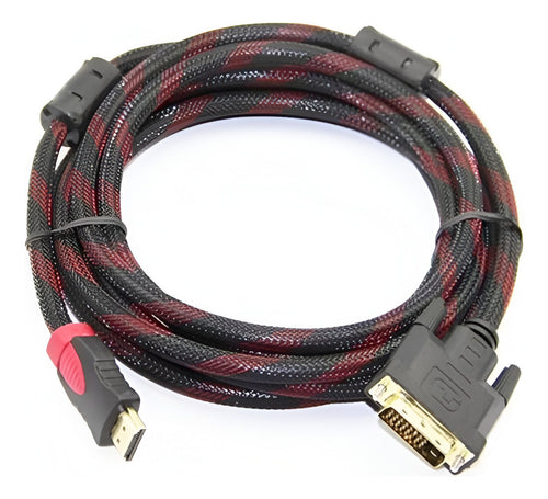 Cable Hdmi A Dvi 24+1  Mallado 2mt Macho Macho.