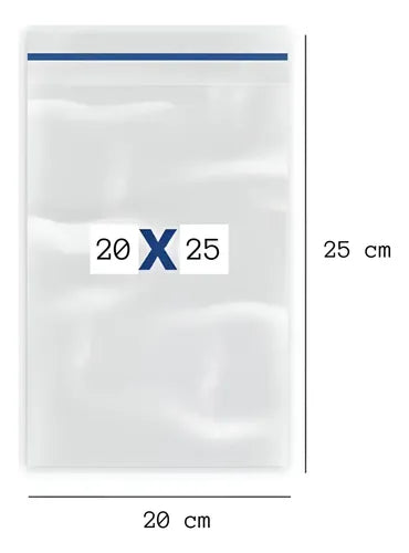 Bolsas Con Cierre 20x25 Cm Pack 200 Unidades Transparente Borde Azul
