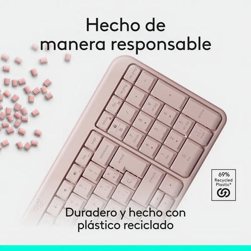 Teclado Inalámbrico Bluetooth Logitech K250 Rosado Rosa Español España
