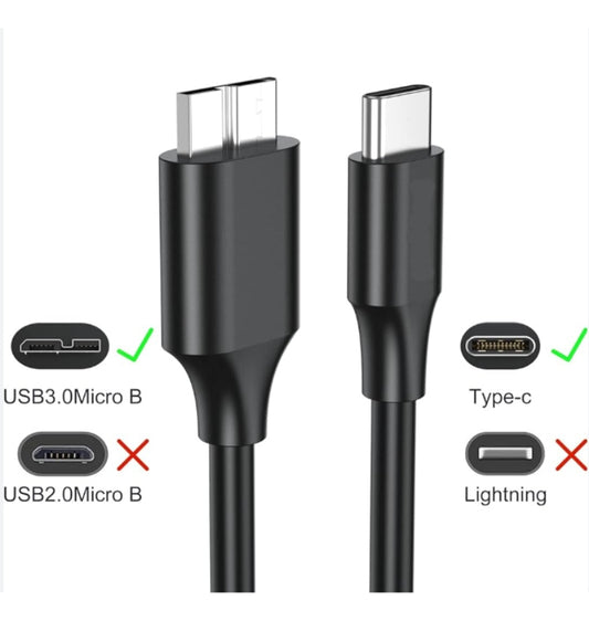 Cable Usb Tipo C A Micro B Disco Duro Cámara 1 Metro