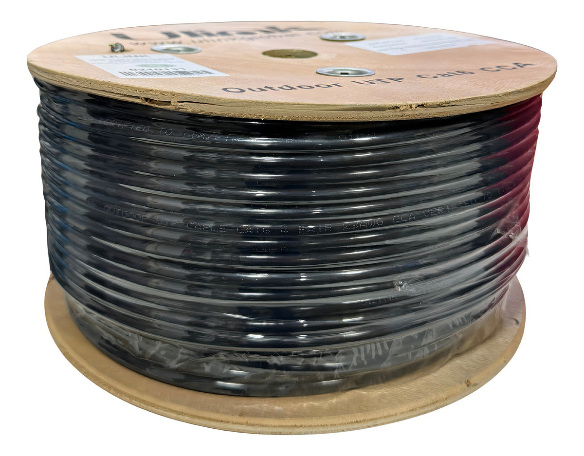 Cable Red Cat6 Utp Exterior Bobina 100mts Negro Ulink