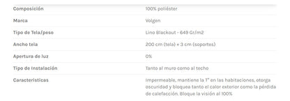 Cortina Roller Lino Blackout 2x1,9 Metros Impermeable Volgen