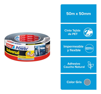 Cinta Duct Tape Tesa Universal Gris 50mt X 50mm Extra Fuerte