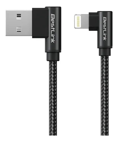 Cable Carga Y Datos Usb-a A Lightning 3.0a Trenzado En L 1m Negro